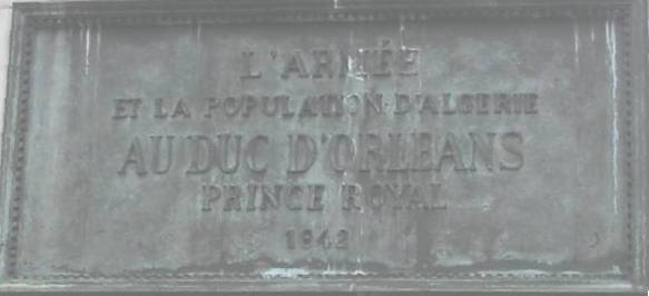 Statue Duc Orlean plaque 1845